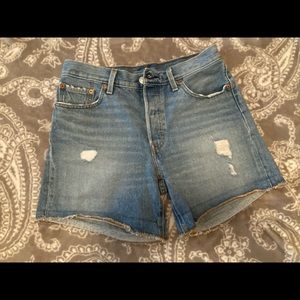 Levi’s 501 Distressed Cuff Denim Shorts 28
